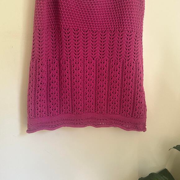 Vintage y2k old navy fuchsia pink crochet boho knitted tank top size small - Picture 6 of 7